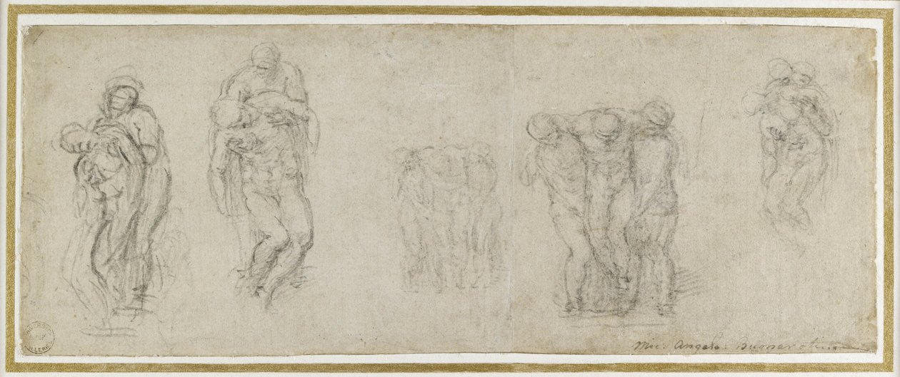 Pieta Rondanini için çalışmalar, c.1552 (kağıt üzerinde tebeşir) by Michelangelo Buonarroti