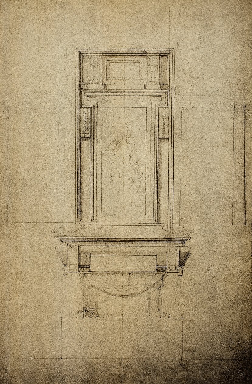 Study for one of the monuments in the Medici Chapel of the basilica of San Lorenzo; drawing by Michelangelo. Casa Buonarroti, Florence by Michelangelo Buonarroti