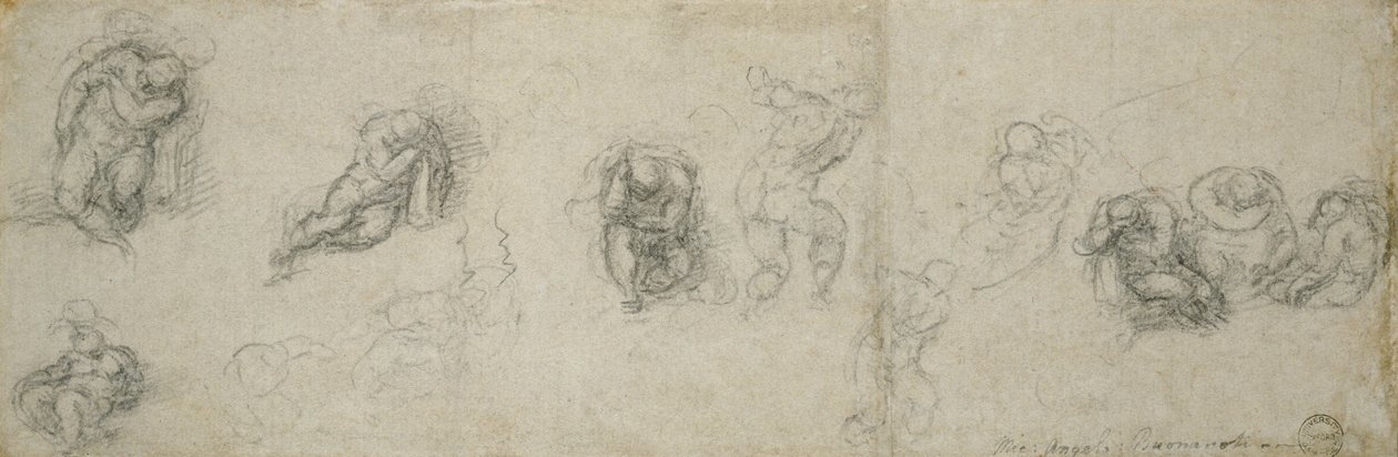 Havarilerin Çalışması, c.1550-55 (kağıt üzerinde siyah tebeşir) by Michelangelo Buonarroti