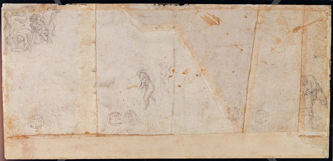 Şekillerin İncelenmesi (kağıt üzerine siyah tebeşir) (verso) by Michelangelo Buonarroti
