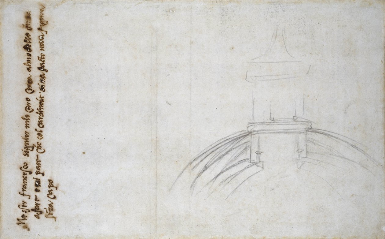 Aziz Petrus için Fener Çalışması, 1557 (siyah tebeşir, kalem ve kağıt üzerine mürekkep) by Michelangelo Buonarroti