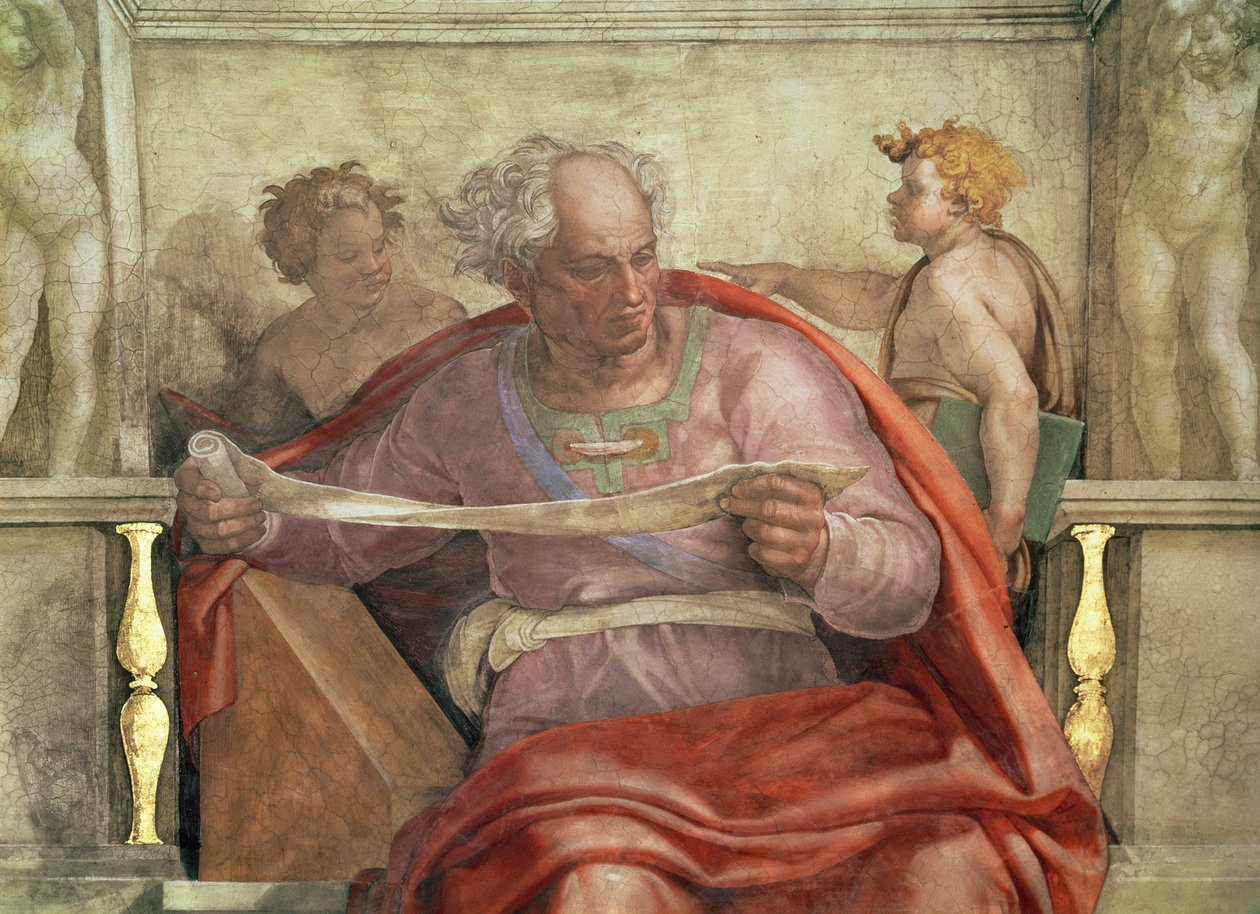 Sistine Tavanından Joel Peygamber (restorasyon öncesi) by Michelangelo Buonarroti