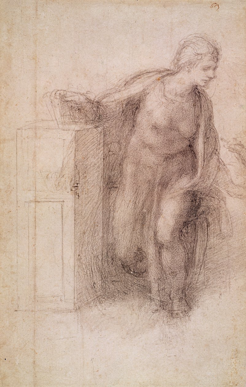 The Virgin Annunciate, c.1546 (kağıt üzerine siyah tebeşir) by Michelangelo Buonarroti