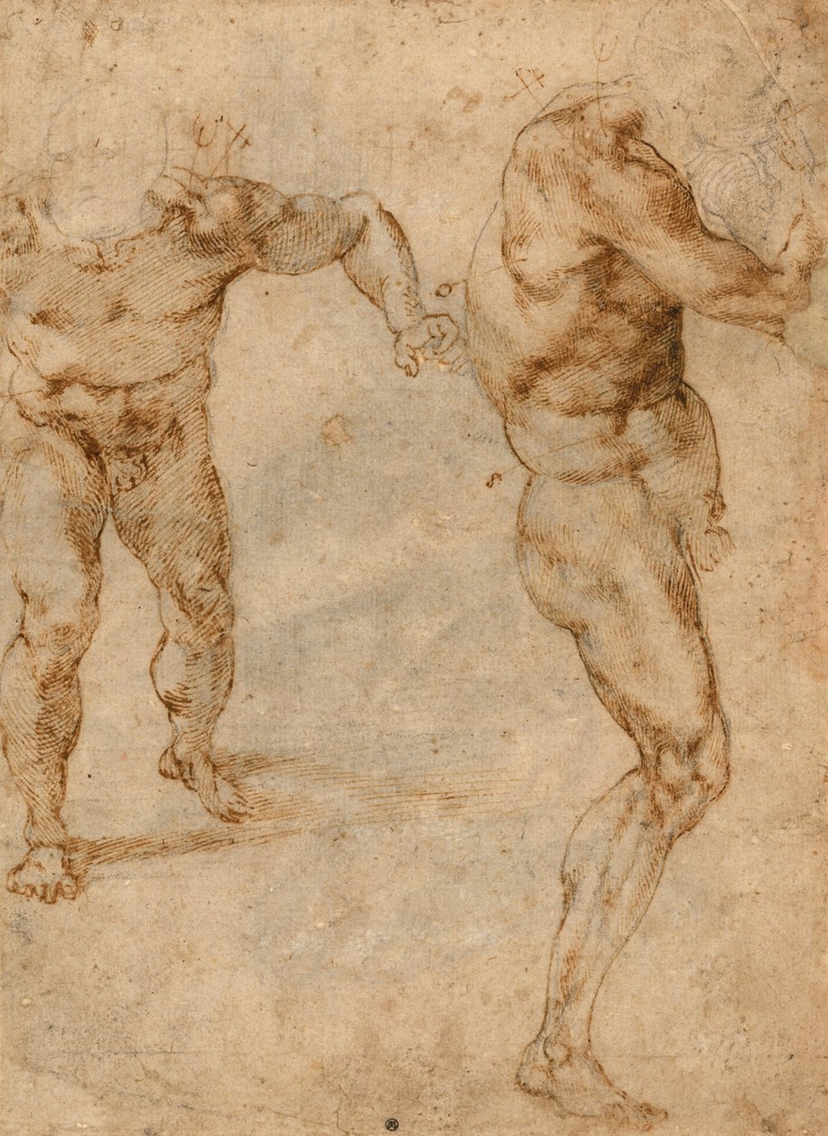 İleri Atılan ve Sağa Dönen Bir Adamın İki Çıplak Çalışması (verso), c. 1504 by Michelangelo Buonarroti