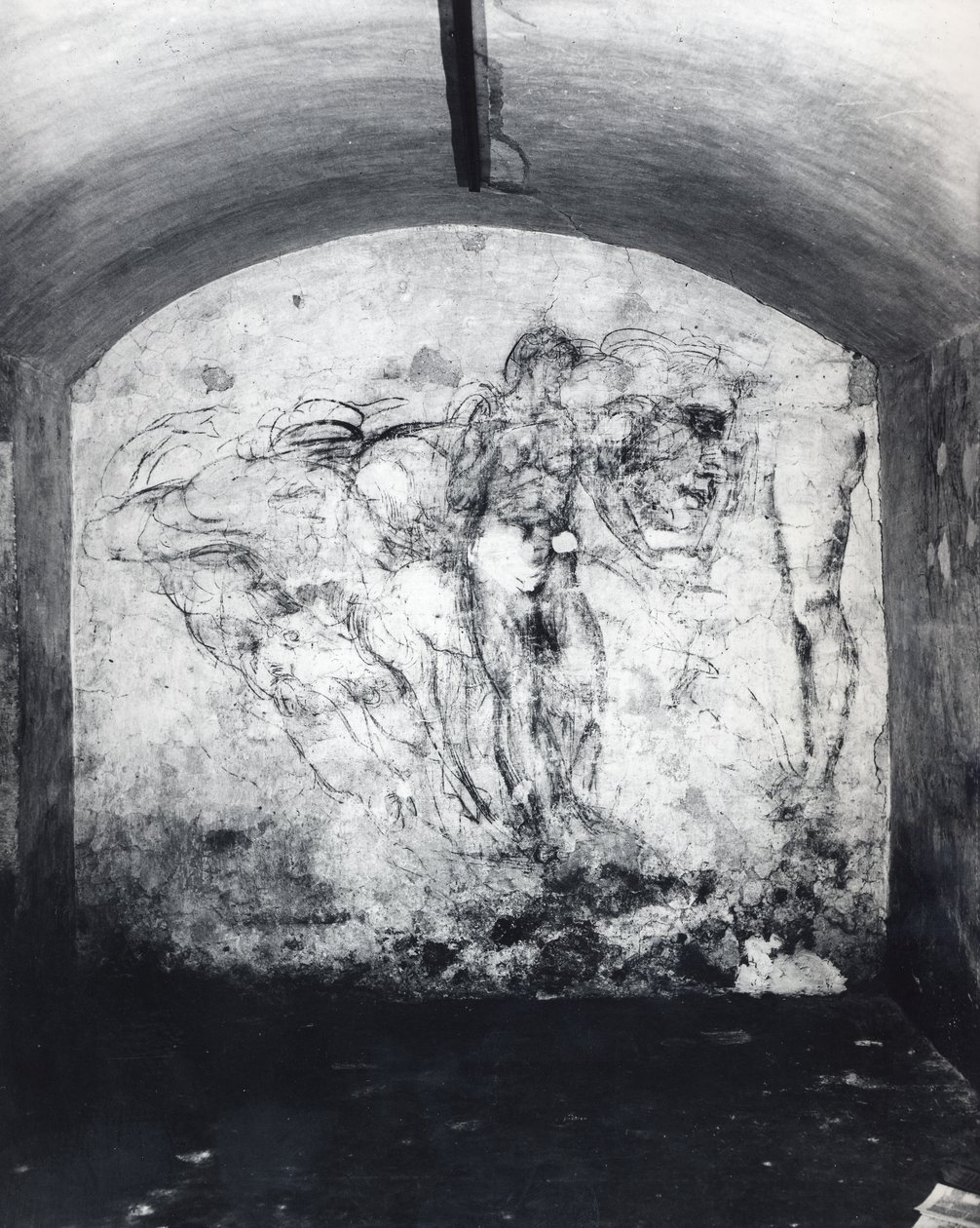 Figürlerin duvar çizimi, c.1530 (alçı üzerine kömür) by Michelangelo Buonarroti