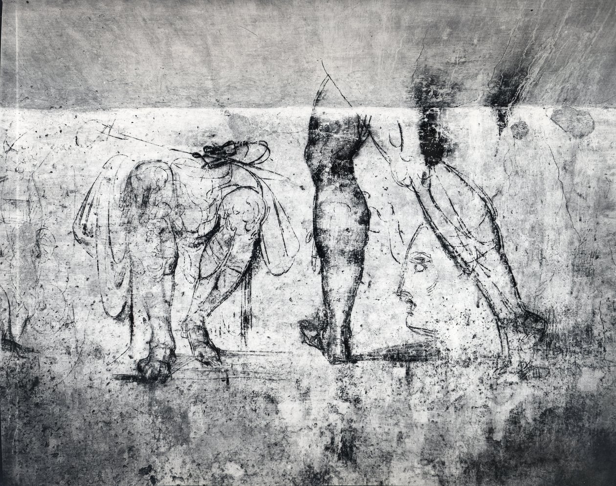 Ayak duvar çizimi, c.1530 (alçı üzerine kömür) (baskı) by Michelangelo Buonarroti