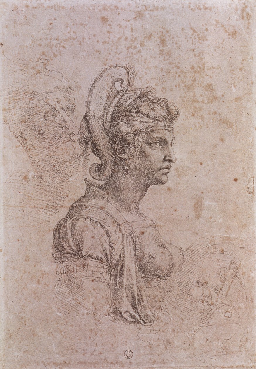 Zenobia, Palmira Kraliçesi, Suriye (MS 3. yüzyıl) (kağıt üzerinde karakalem) by Michelangelo Buonarroti