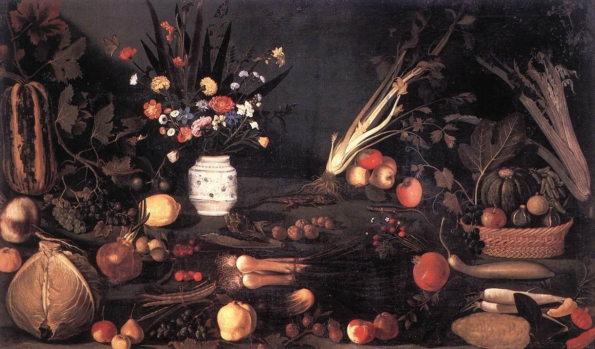 Çiçekler ve Meyveli Natürmort by Michelangelo Merisi Caravaggio