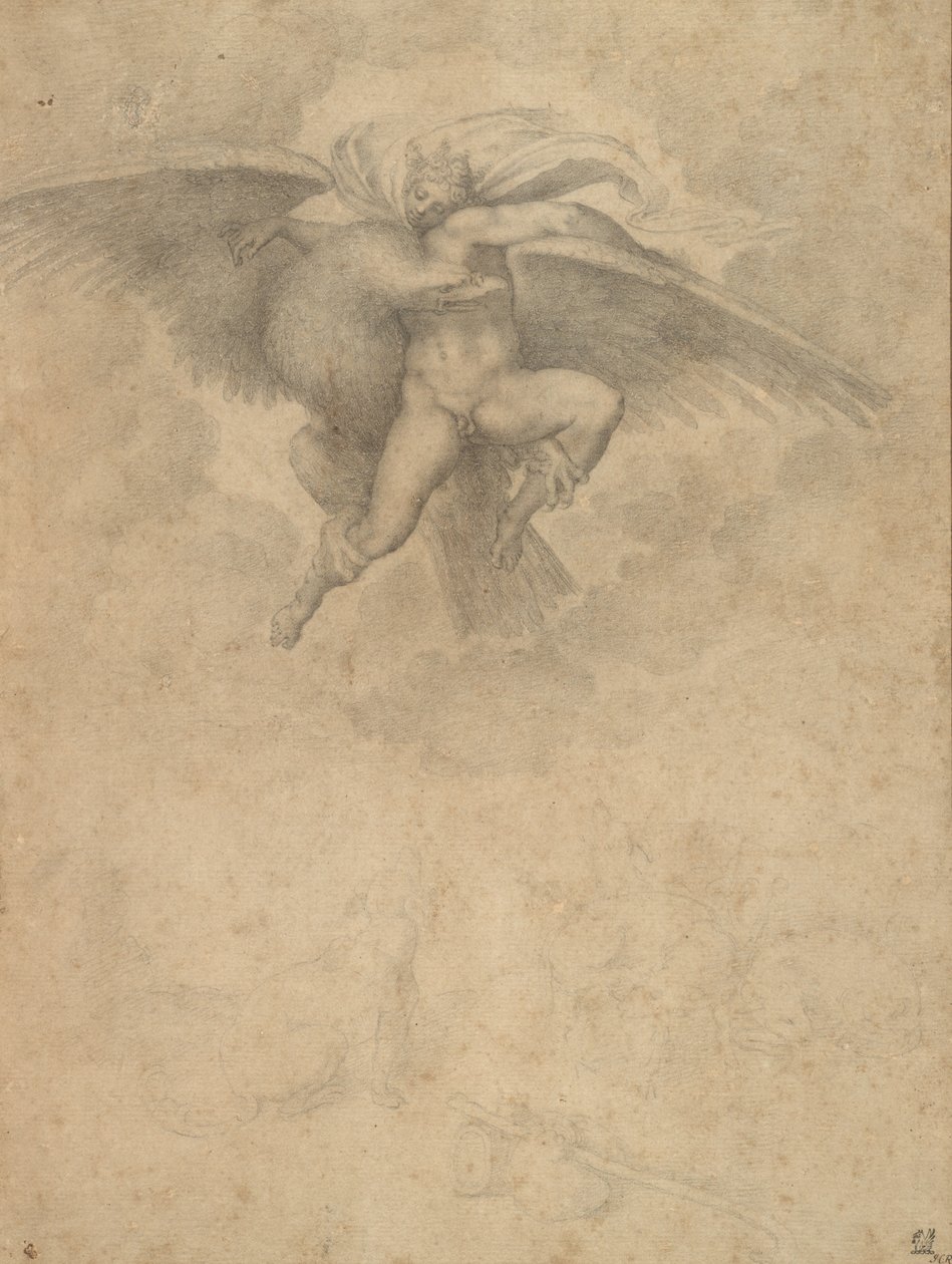 Ganymede (black chalk on paper) by Michelangelo after Buonarroti