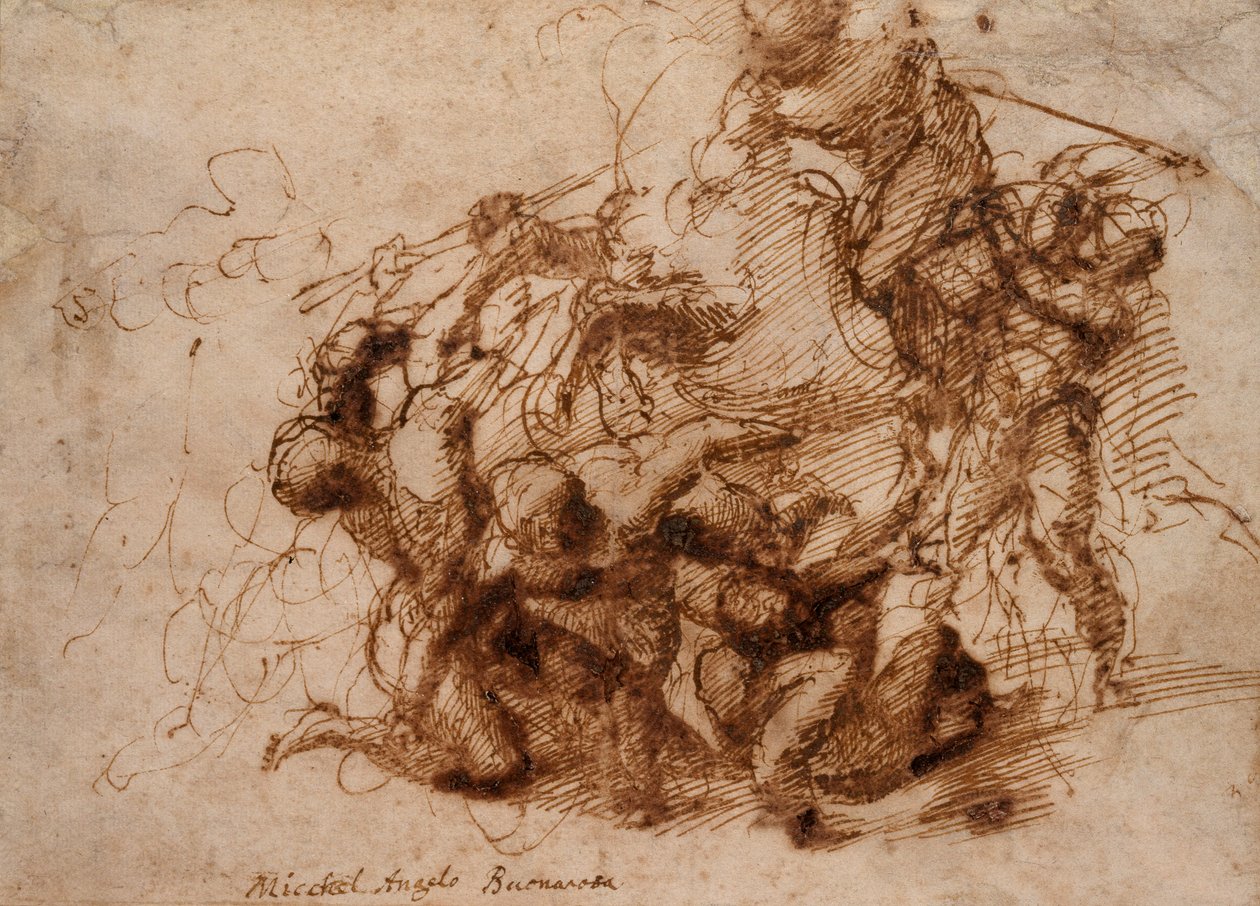 Bir Savaş Sahnesi, 16. yüzyılın başlarında. by Michelangelo Buonarroti