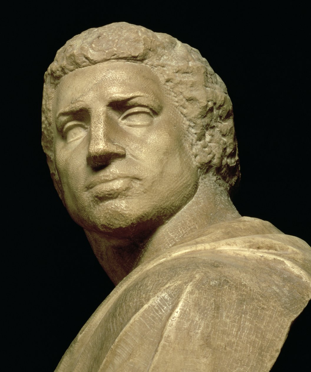 Brutus, büstün baş detayı, Michelangelo Buonarroti 1475-1564, c.1539-40, 79848 mermer detayı by Michelangelo Buonarroti