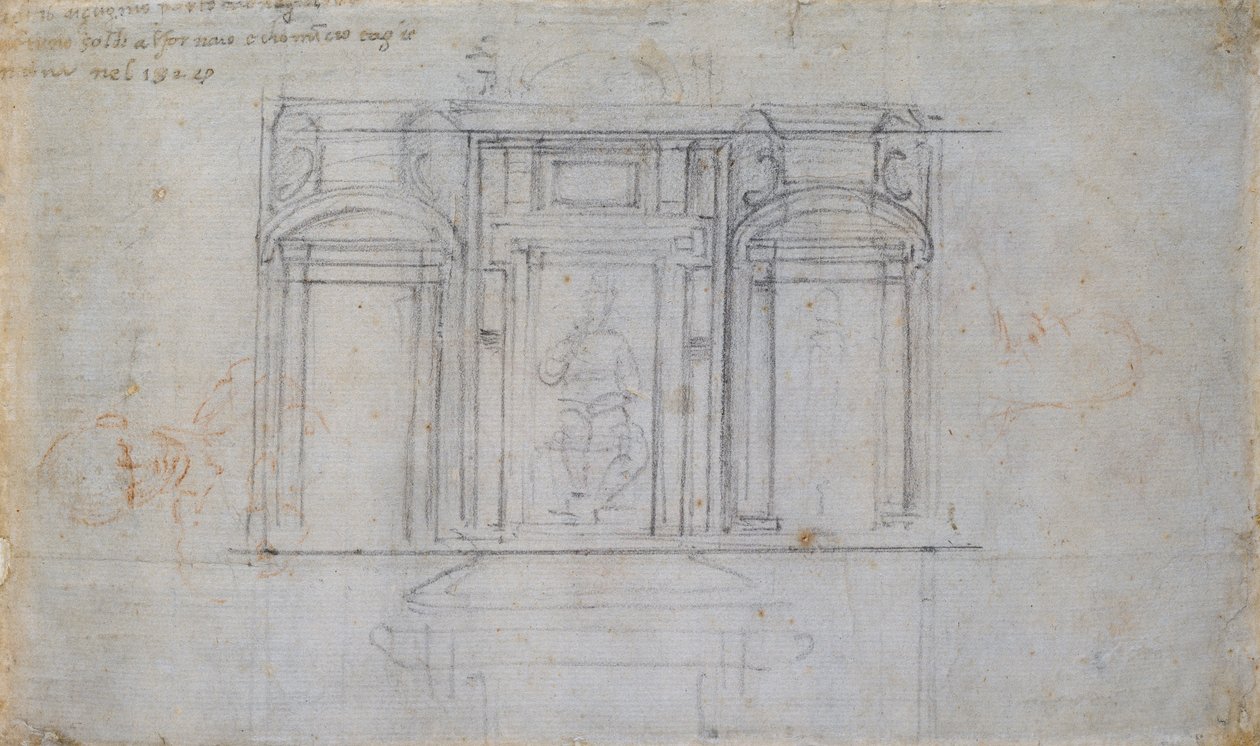 Medici Mezarlarından biri için tasarım, 16. yüzyılın başlarında by Michelangelo Buonarroti