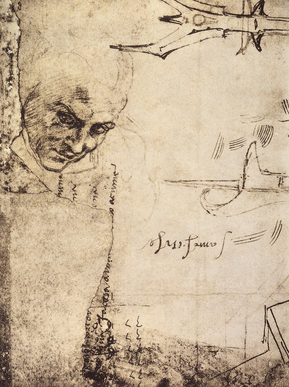 Yüz, çizim Michelangelo, Çizimler ve Baskılar Kabinesi, Uffizi Galerisi, Floransa by Michelangelo Buonarroti