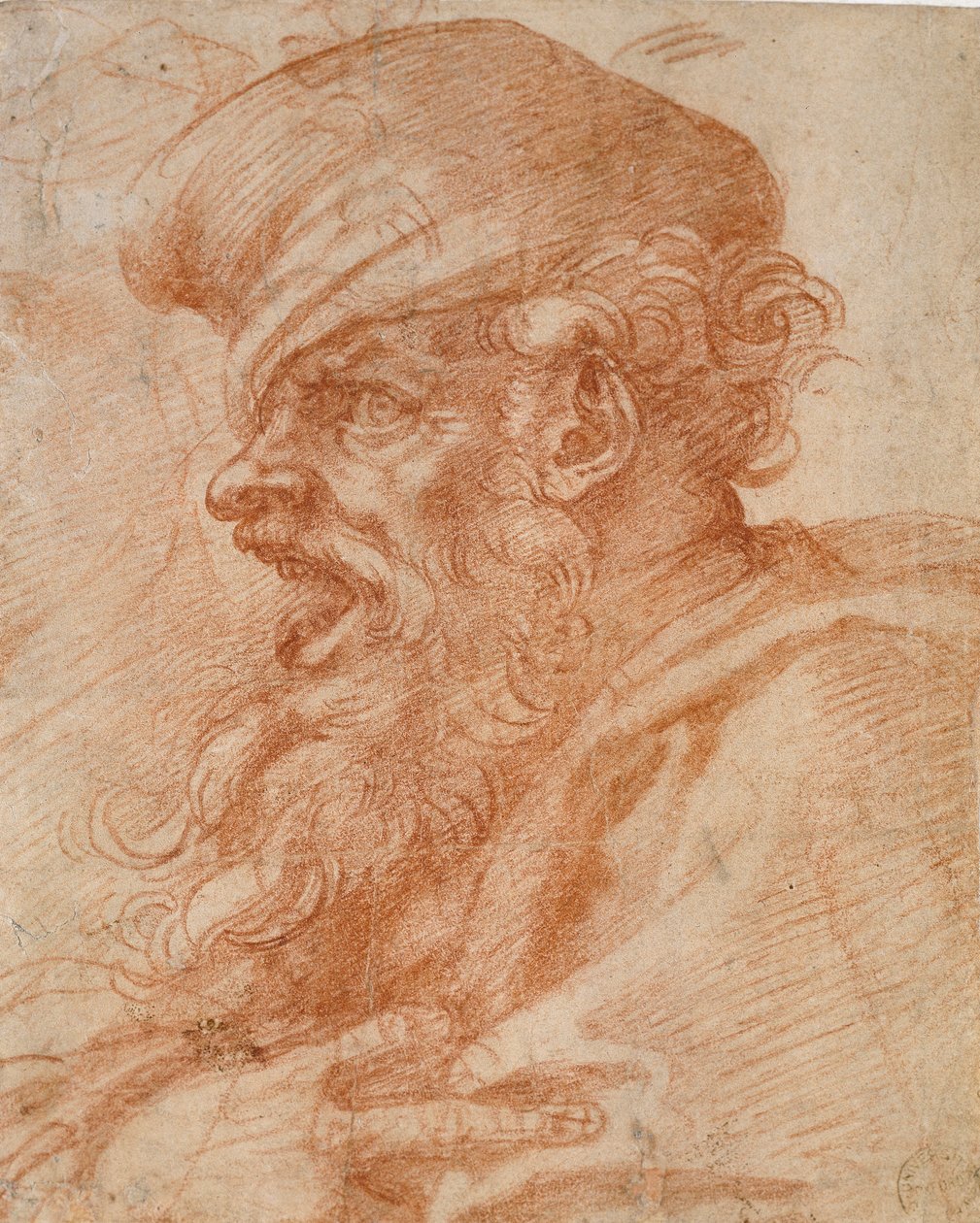 Bağıran Sakallı Bir Adamın Başı, 16. yüzyıl by Michelangelo Buonarroti