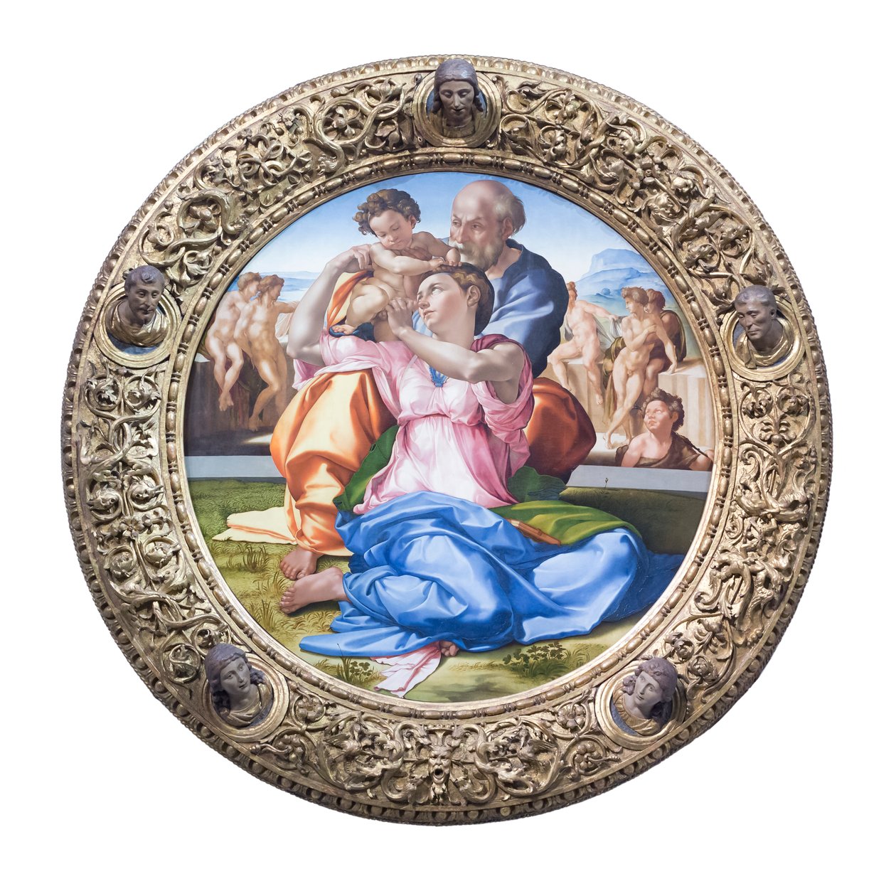 "Doni tondo" olarak bilinen genç Vaftizci Yahya ile kutsal aile by Michelangelo Buonarroti