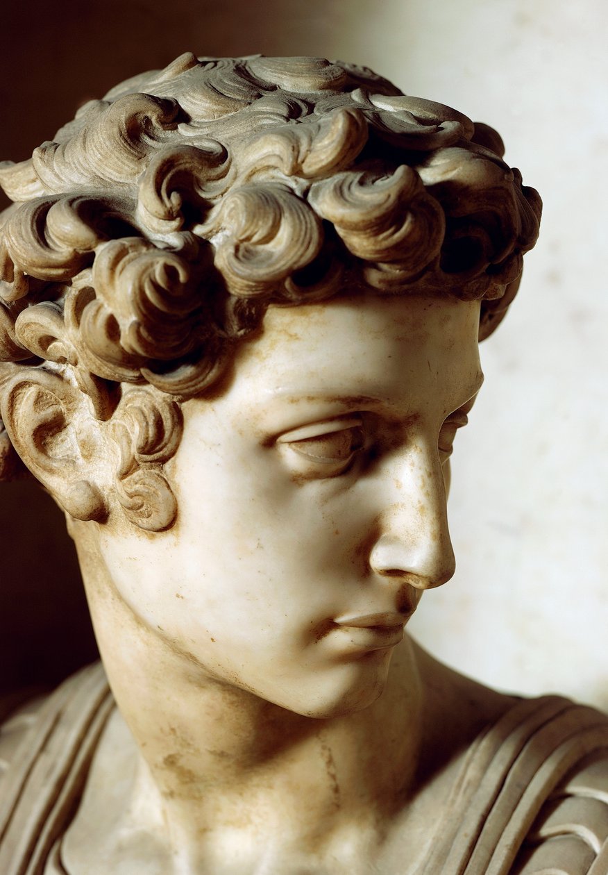 İtalya, Floransa, San Lorenzo Bazilikası Medici Şapeli'ndeki Yeni Sacristy, Giuliano de 'Medici, Nemours Dükü Giuliano de' Medici'nin mezarından detay by Michelangelo Buonarroti