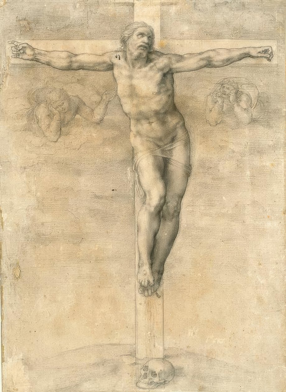 İki melekle çarmıha germe by Michelangelo Buonarroti