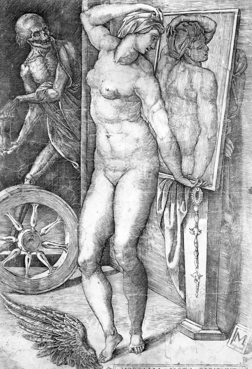 Bir Aynada Kendine Bakan Çıplak, Monogrammist tarafından yapılan baskı by Michelangelo Buonarroti