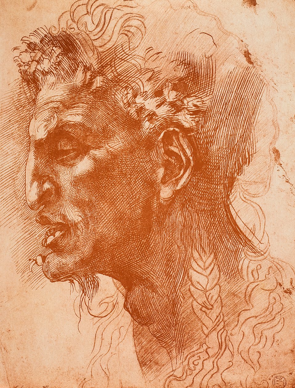 Satyrs Head; drawing by Michelangelo. The Louvre, Paris by Michelangelo Buonarroti