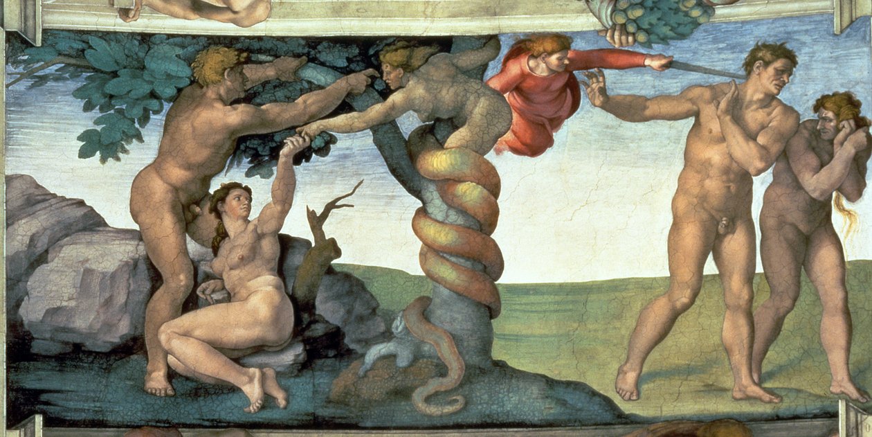 Sistine Şapeli Tavanı (1508-12): İnsanın Düşüşü by Michelangelo Buonarroti