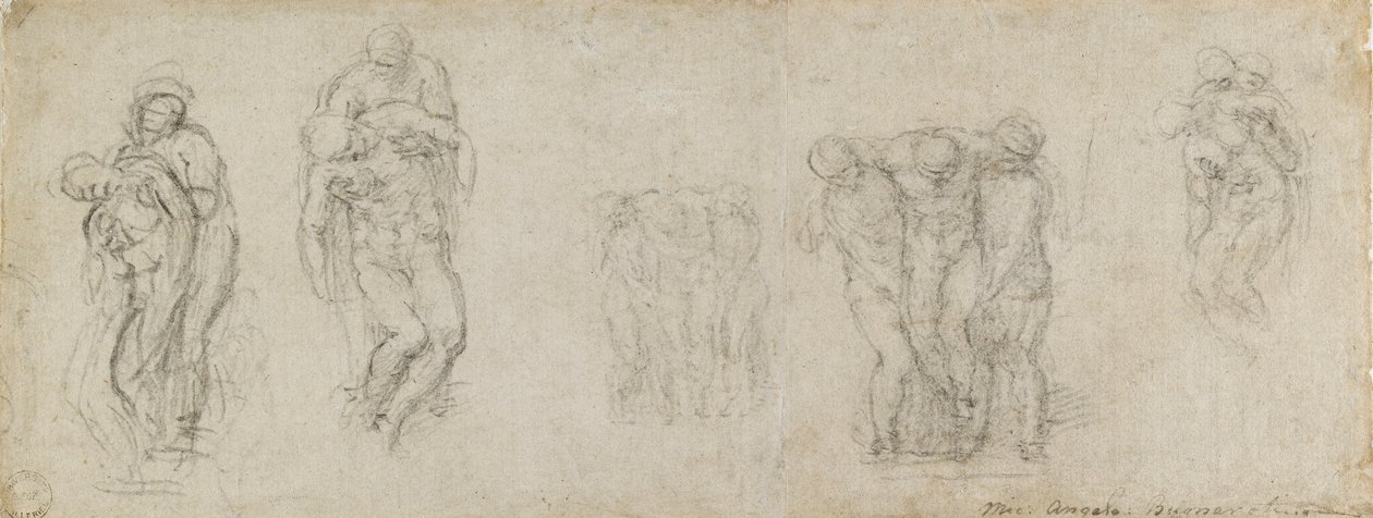 Bir Pieta ve Bir Entombment için Çalışmalar, 16. yüzyıl by Michelangelo Buonarroti