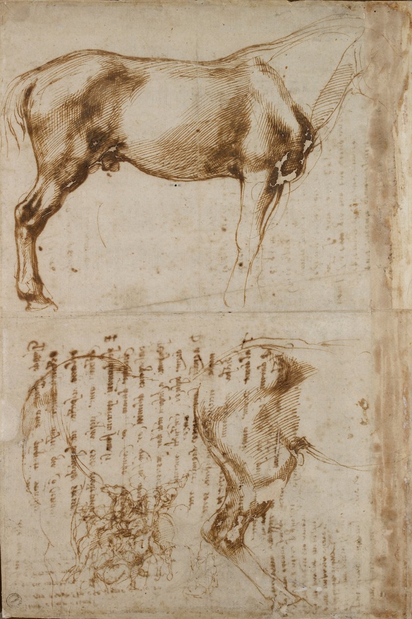 Bir At ve Piyadelere Saldıran Süvari Çalışmaları, 16. Yüzyıl Başları by Michelangelo Buonarroti