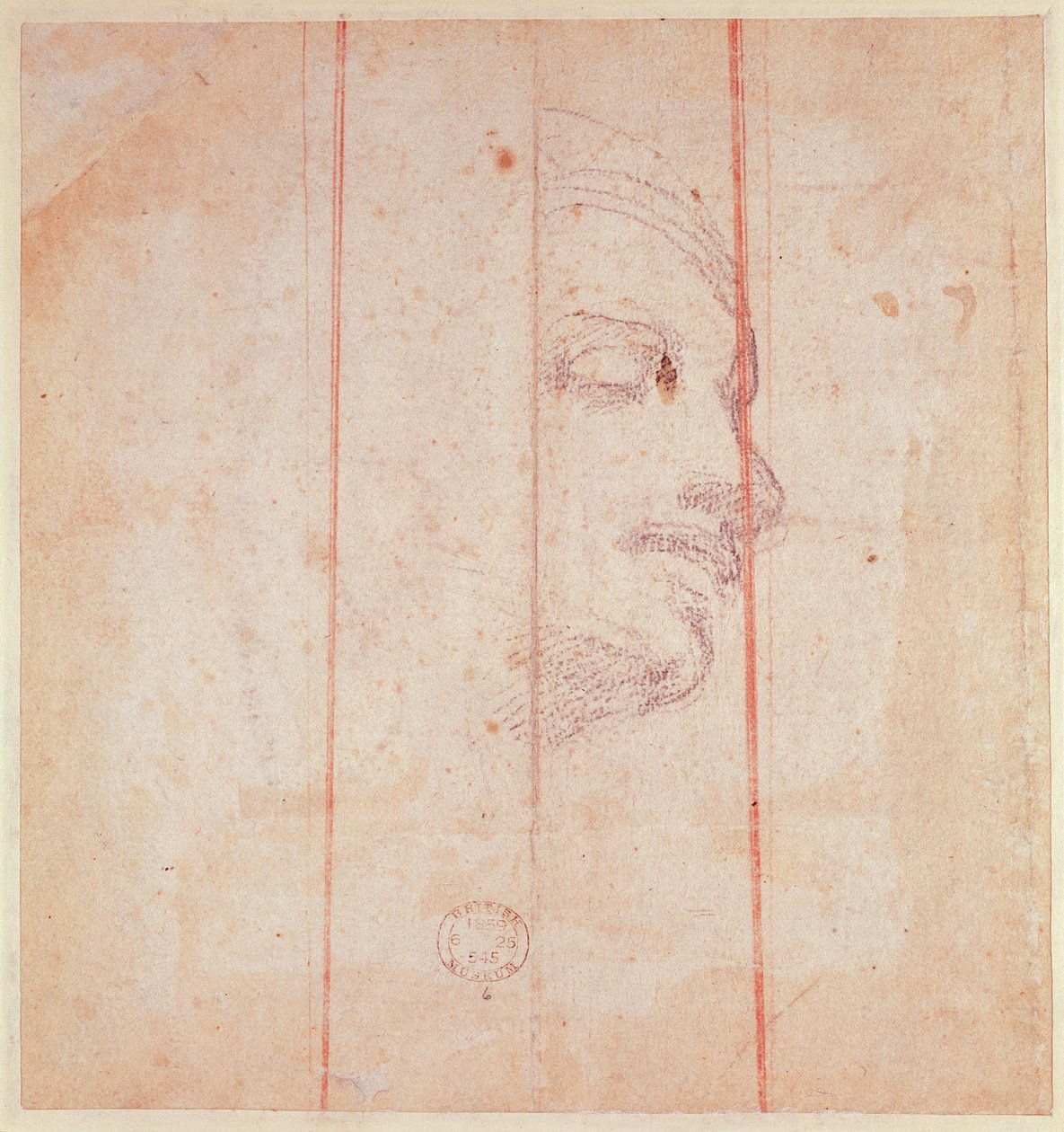 Libya Sibyl Başkanı için çalışma (kağıt üzerinde siyah tebeşir) (verso) by Michelangelo Buonarroti