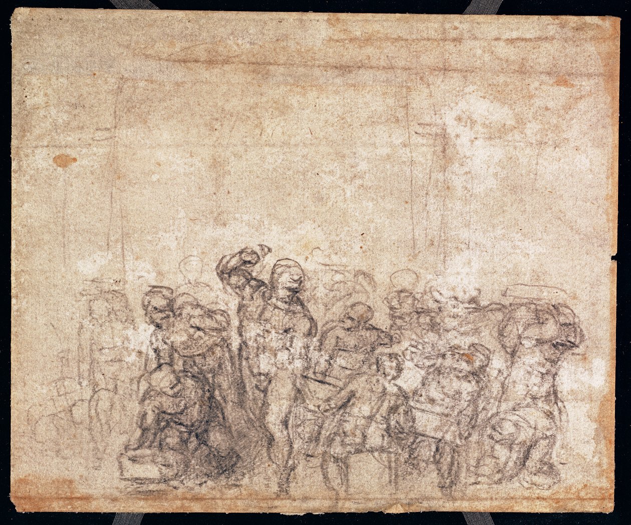 Bir Anlatı Sahnesi için Figürlerin İncelenmesi (kağıt üzerinde siyah tebeşir) (ya da tersi) (rekto için bkz. 191777) (ayrıca bkz. 191767) by Michelangelo Buonarroti