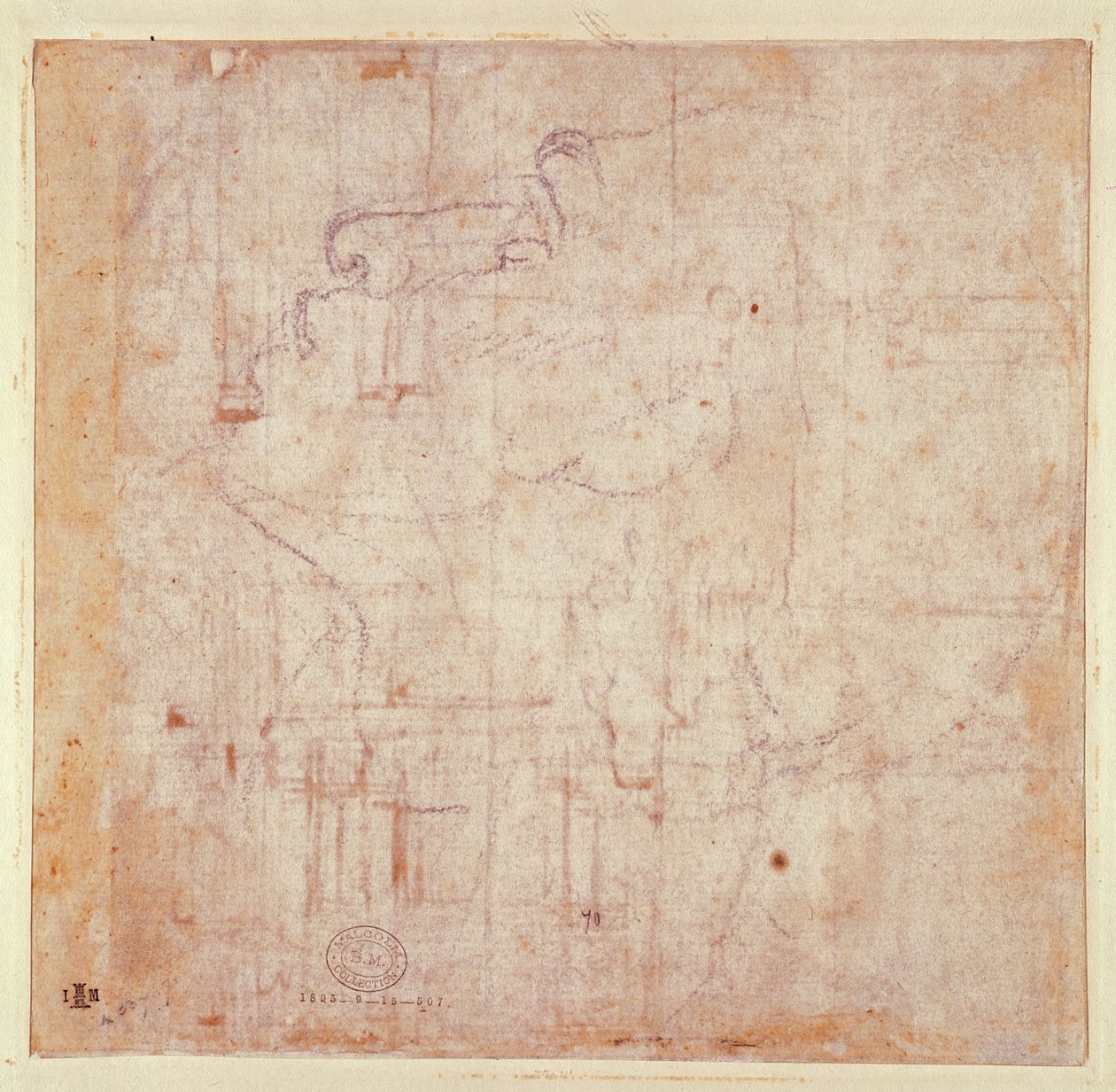 Bir Kafanın Çalışması, 1525-26 (kağıt üzerine siyah tebeşir) (ya da tersi) (rekto için bkz. 191779) by Michelangelo Buonarroti