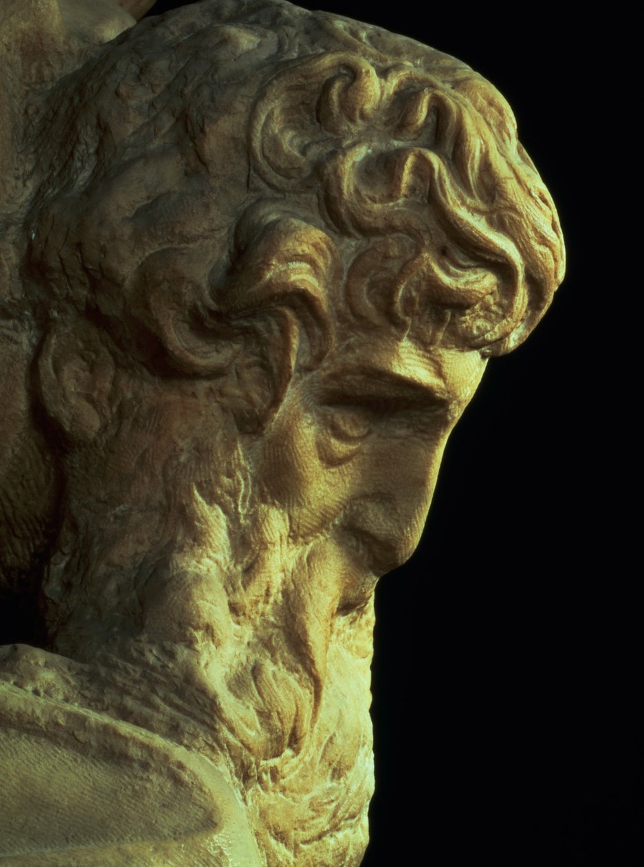 Zafer Dehası, Michelangelo Buonarroti tarafından 1475-1564 bitmemiş bir başın detayı, 1527-28 mermer bkz. 52671 by Michelangelo Buonarroti