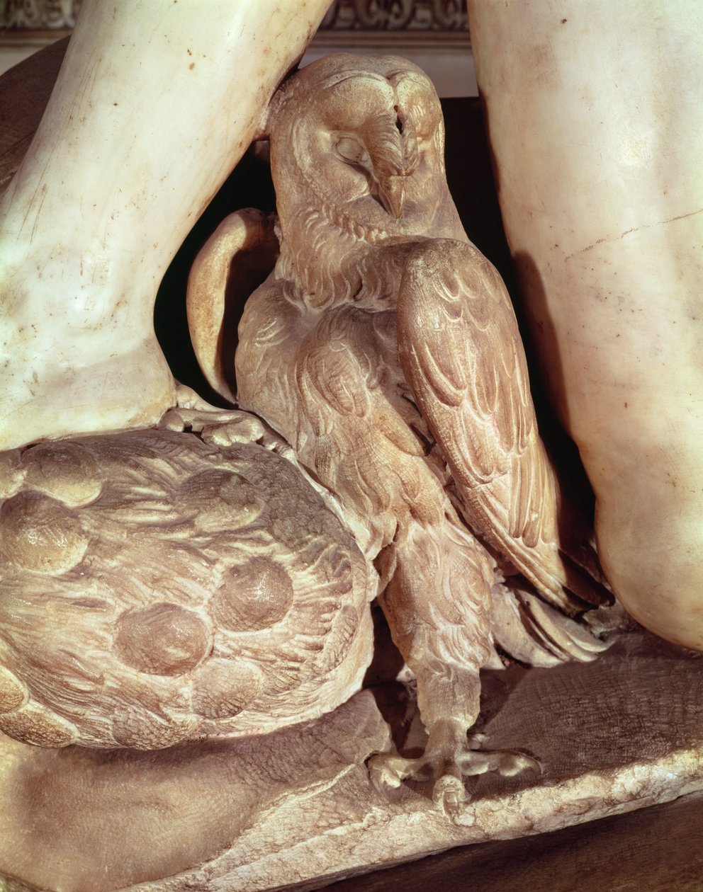 Giuliano de Medici Mezarı 1478-1516 Gece ayağının altındaki baykuş detayı, 1520 mermer by Michelangelo Buonarroti
