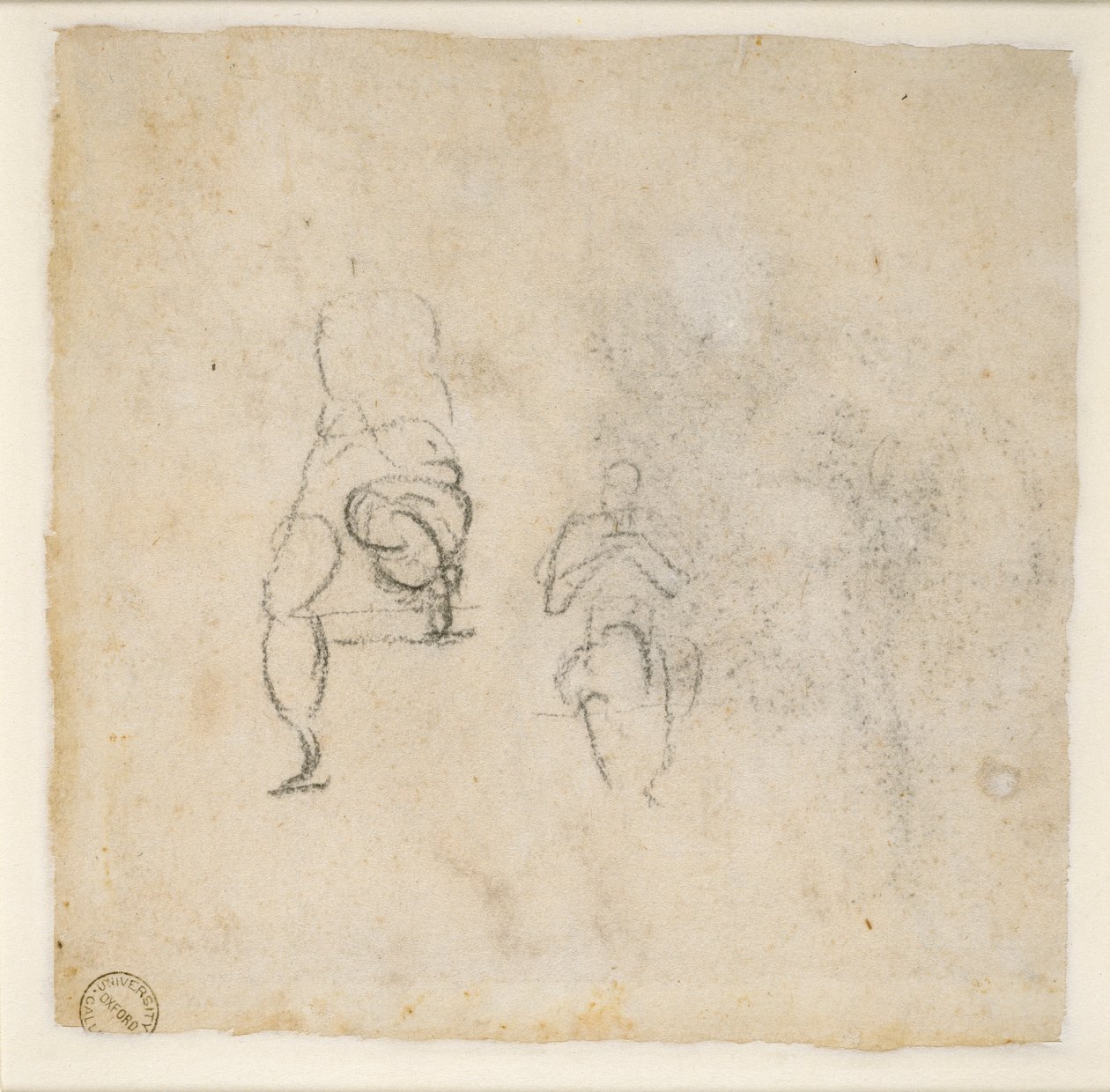Oturmuş Figürlerin iki çok hafif çizimi, c1490-1560 by Michelangelo Buonarroti