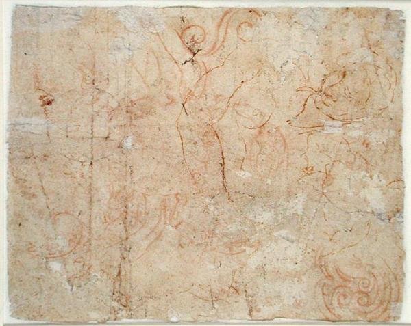 Çeşitli çalışmalar, c.1525 (kağıt üzerine kırmızı tebeşir) by Michelangelo Buonarroti