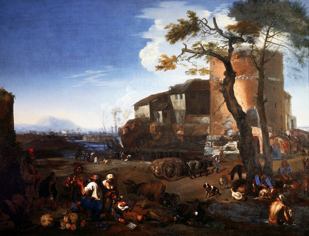 Ülke festivali, Michelangelo delle Battaglie (1602-1660) olarak bilinen Michelangelo Cerquozzi tarafından, tuval üzerine yağlıboya, cm 98,5 x132. by Michelangelo Cerquozzi