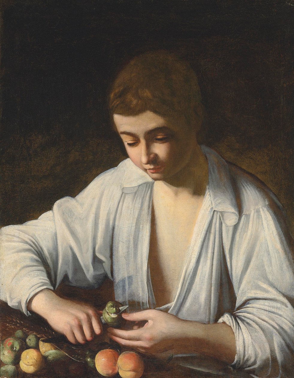 Meyve soyan bir çocuk by Michelangelo Merisi Caravaggio