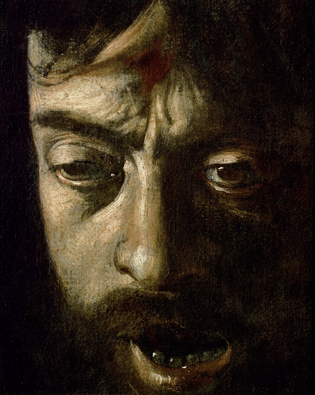 Golyat Başlı Davut, kafa detayı, 1606 tuval üzerine yağlı boya 100349 detayı by Michelangelo Merisi Caravaggio
