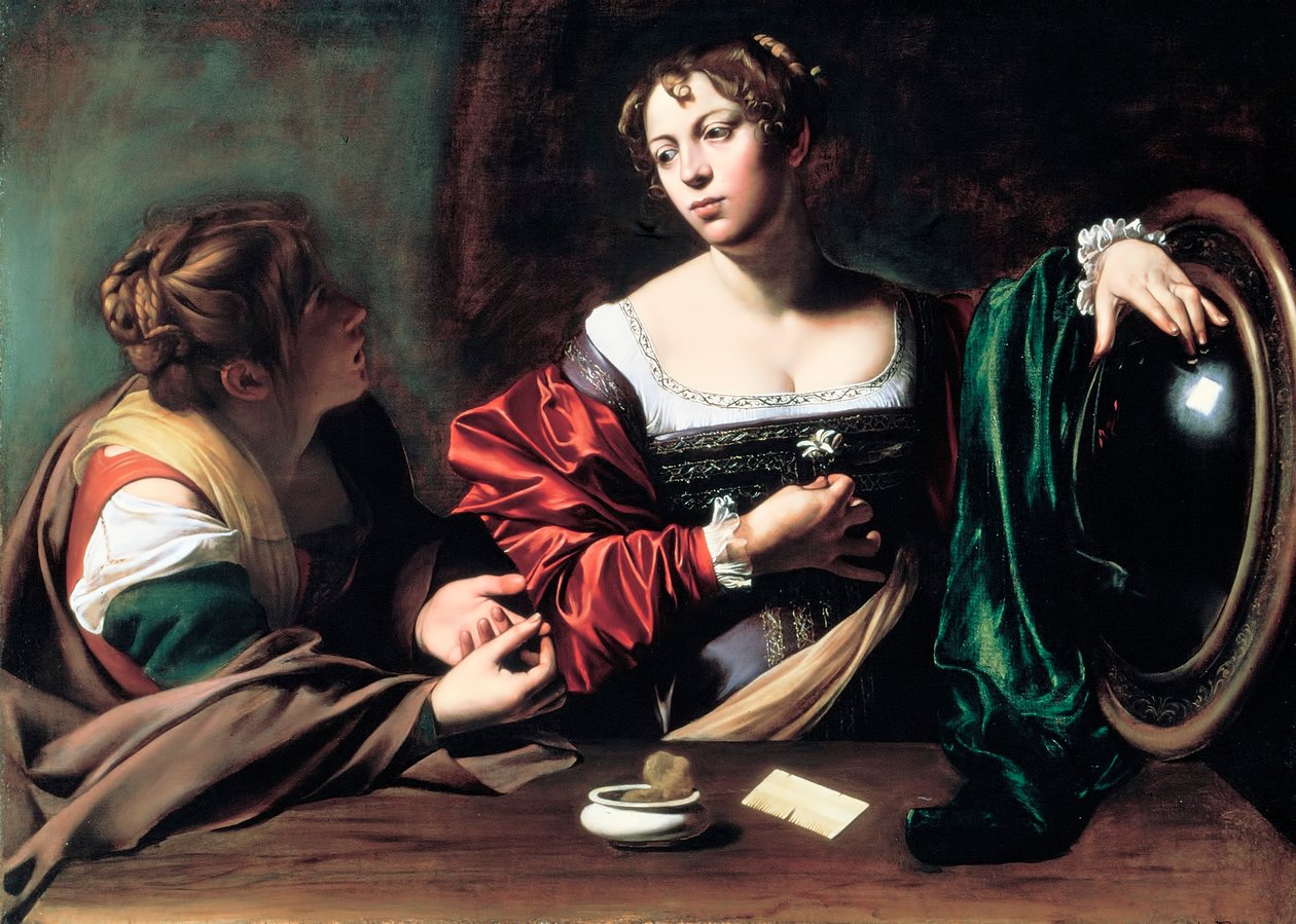 Martha ve Mecdelli Meryem, c. 1598 by Michelangelo Merisi Caravaggio