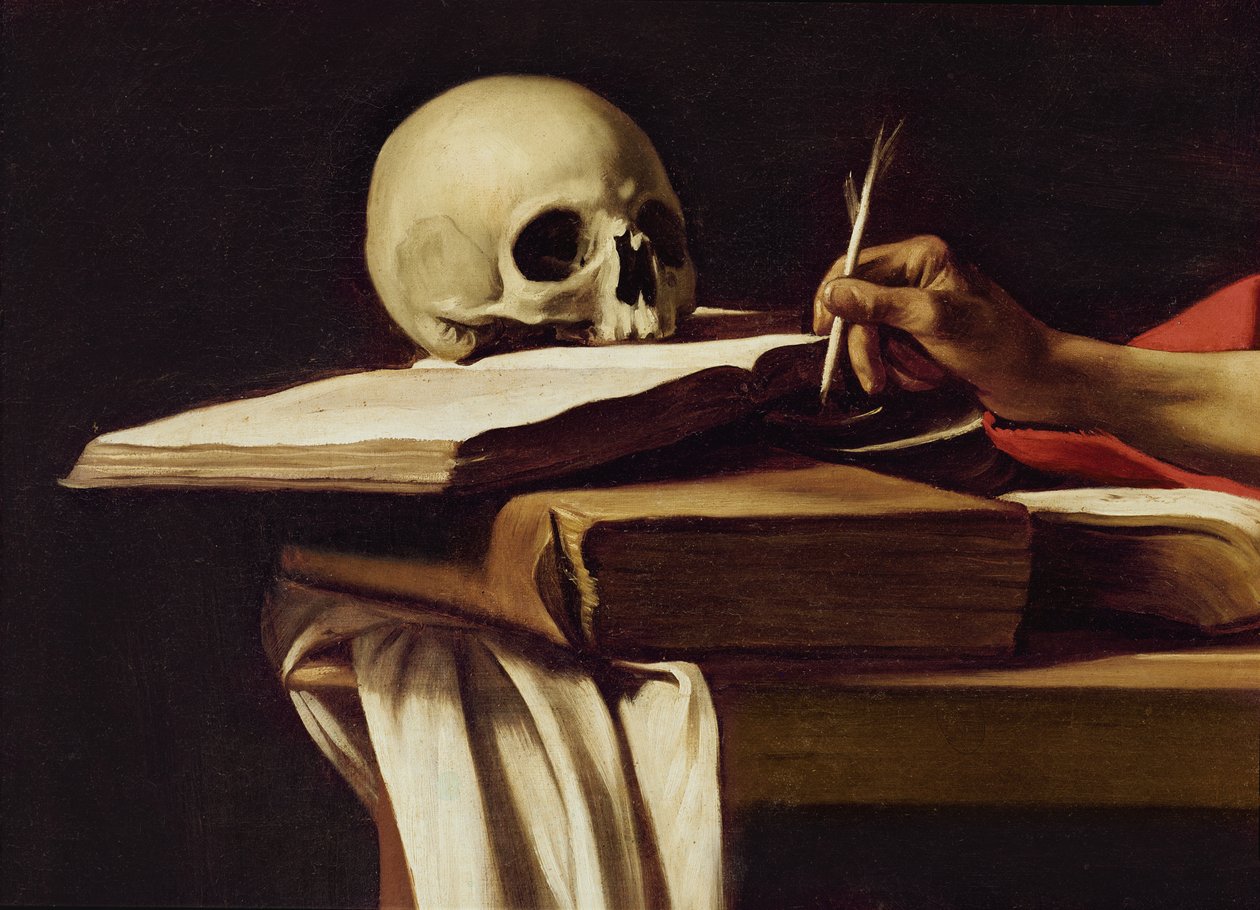 Aziz Jerome, yazıyor (64912 tablosundan detay) by Michelangelo Merisi Caravaggio