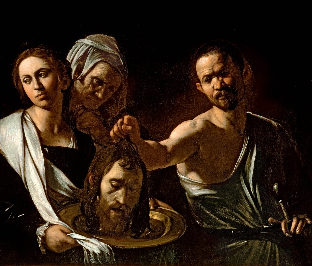 Salome, Vaftizci Yahya'nın Başını Kabul Ediyor, 1607-10 (tuval üzerine yağlı boya ve tempera) by Michelangelo Merisi Caravaggio