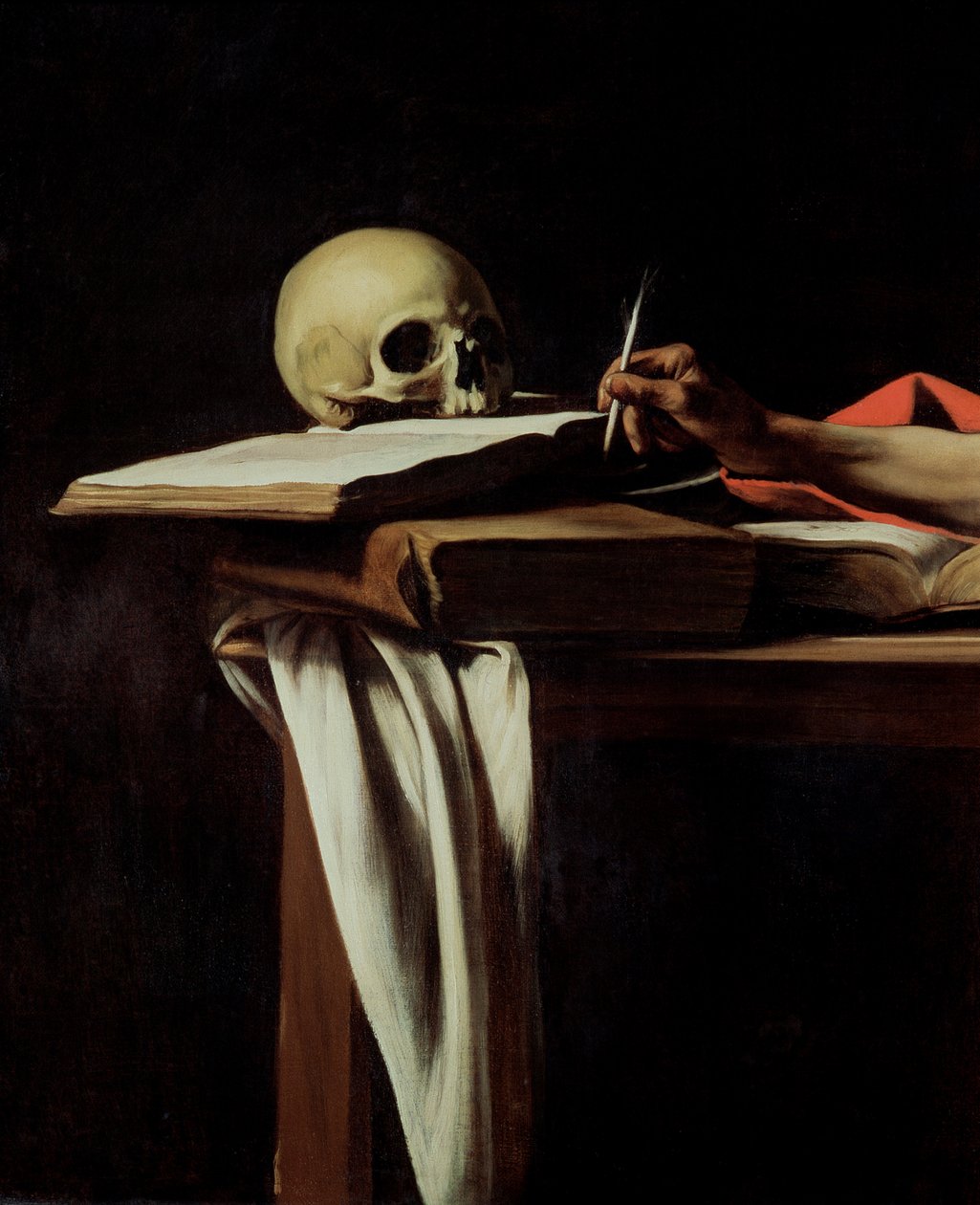 Aziz Jerome Yazısı, c.1604 (64911 detayı) by Michelangelo Merisi Caravaggio