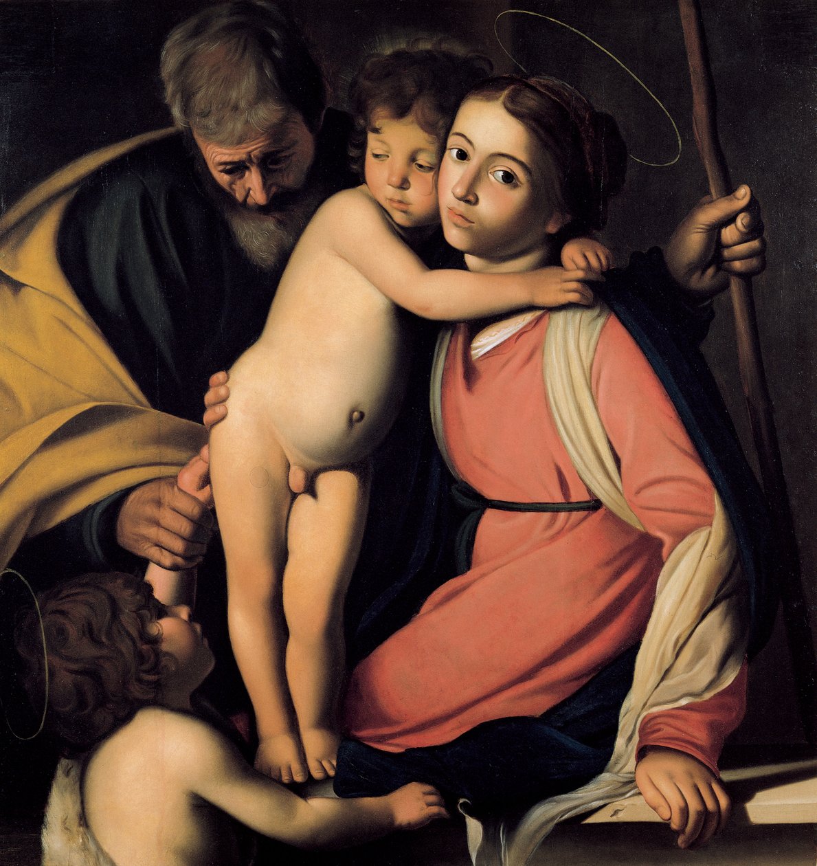 Çocukken Vaftizci Yahya ile Kutsal Aile, 17. yüzyılın başlarında. by Michelangelo Merisi Caravaggio