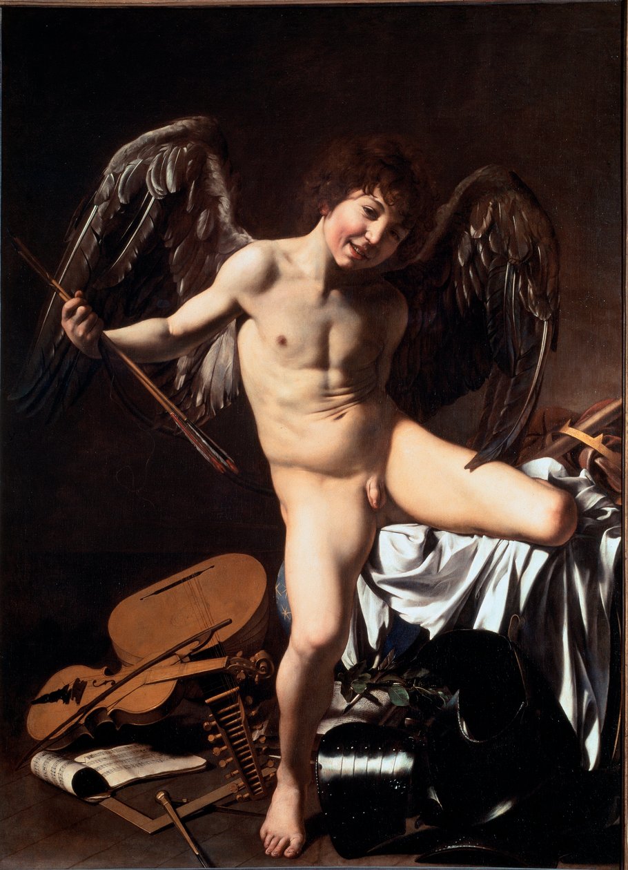 Amor vincit omnia (Muzaffer Aşk Tanrısı veya Muzaffer Aşk veya Dünyevi Aşk olarak adlandırılır) (Resim by Michelangelo Merisi da Caravaggio