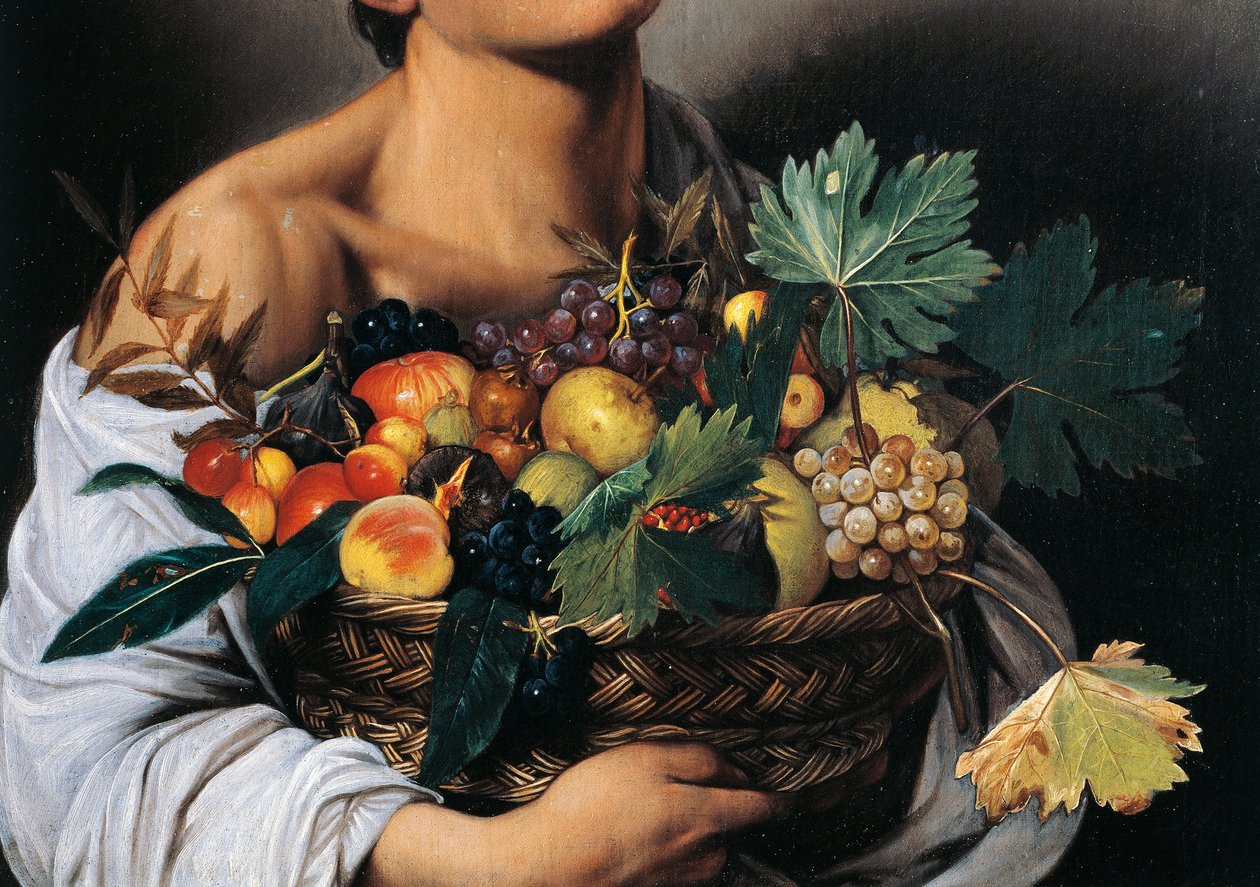 Meyve sepeti olan çocuk, detay by Michelangelo Merisi da Caravaggio