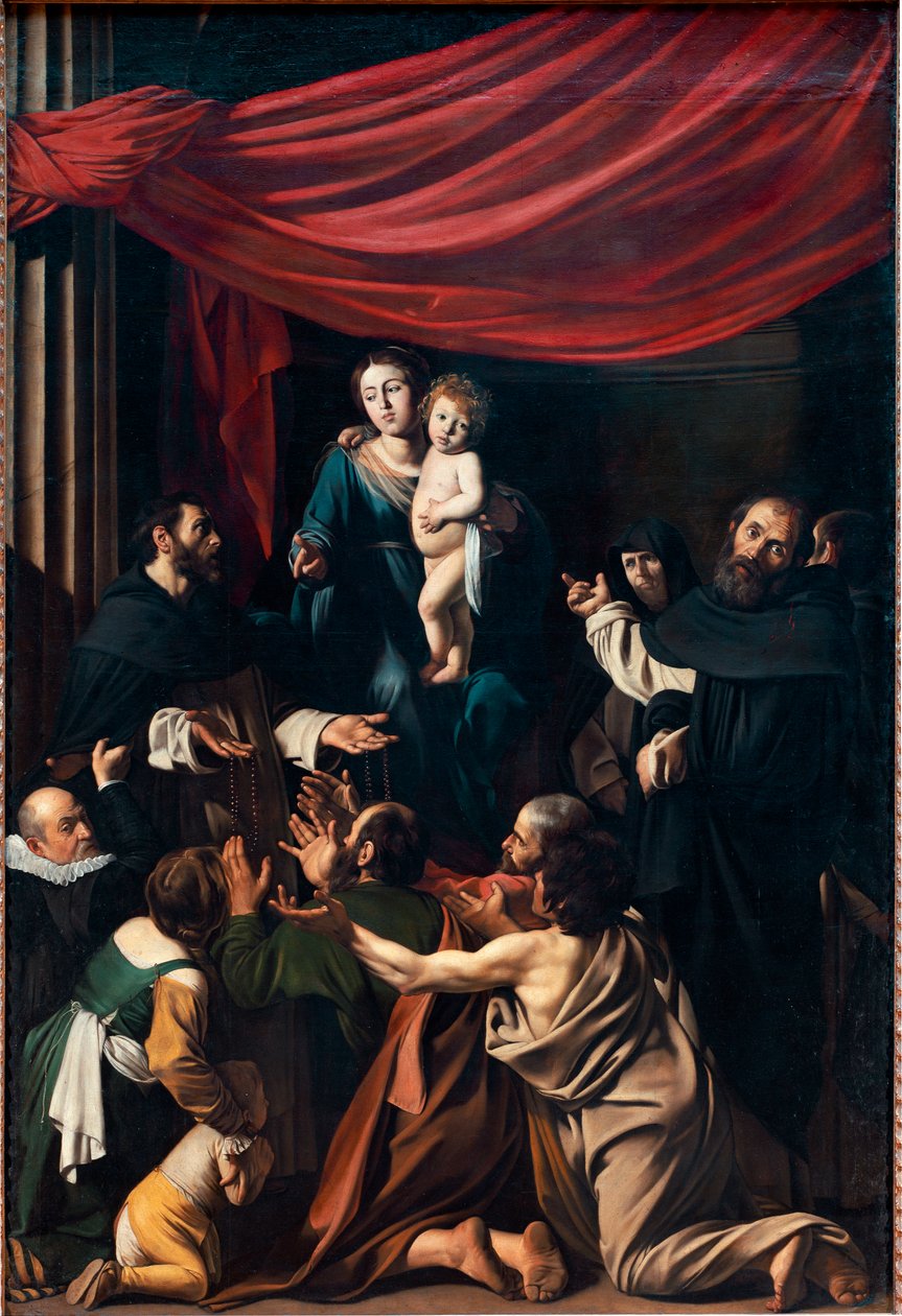 Madonna Tesbih'te (tuval üzerine yağlı boya by Michelangelo Merisi da Caravaggio