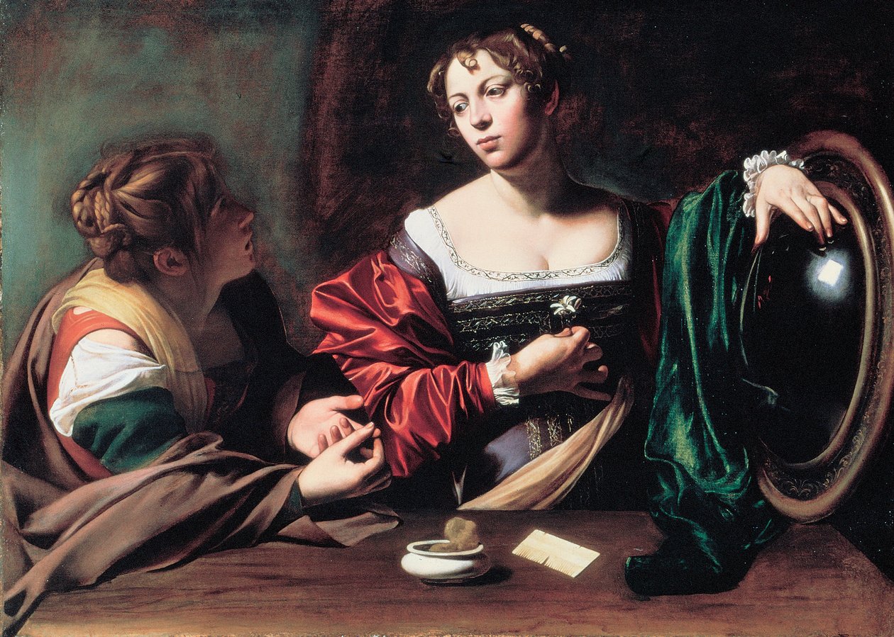 ""Martha ve Mary Magdalene"" Caravaggio veya il Caravaggio (1571-1610) olarak bilinen Michelangelo Merisi
