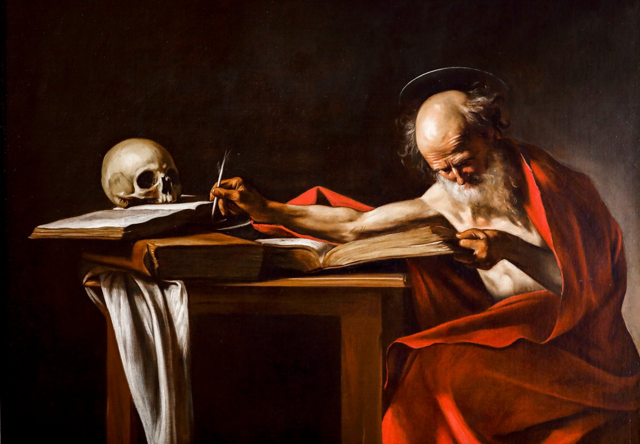 Saint Girolamo 1605 - 1606, Tuval üzerine yağlı boya. by Michelangelo Merisi da Caravaggio