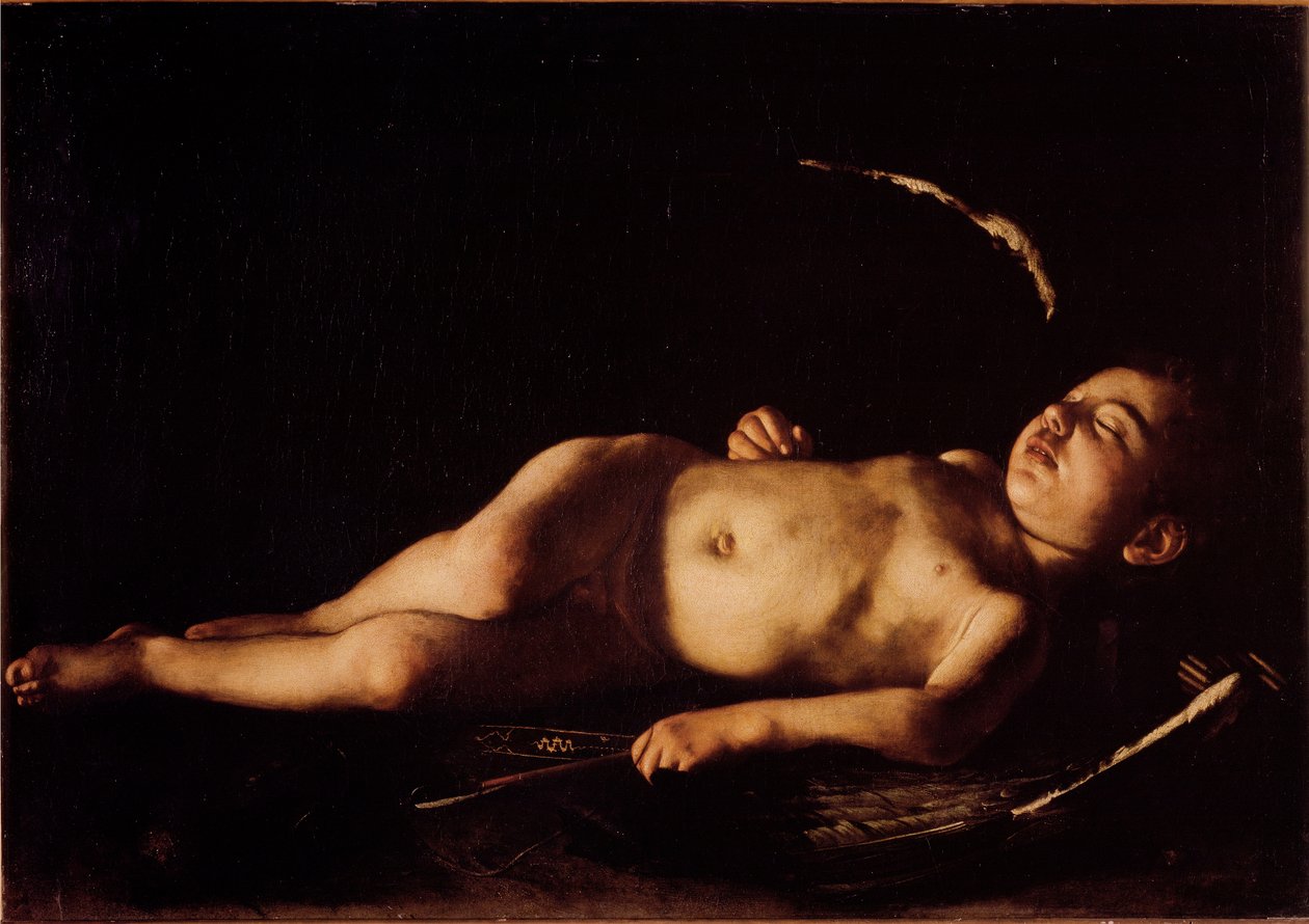 Michelangelo Merisi tarafından Caravaggio veya il Caravaggio (1571-1610) 1608 Güneş adlı Uyuyan Aşk Tablosu 71x105 cm Floransa, Palazzo Pitti, Galleria Palatina by Michelangelo Merisi da Caravaggio
