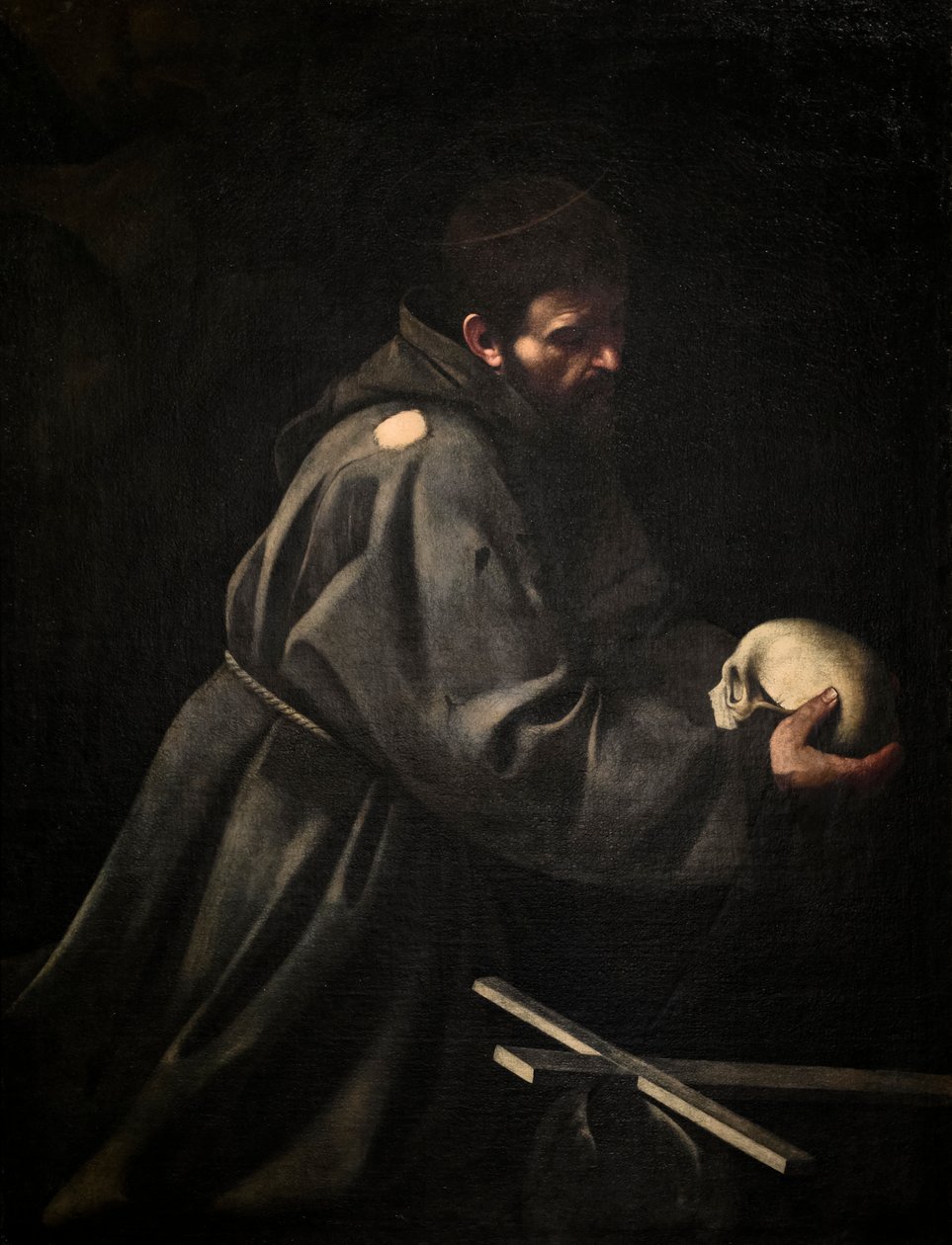 Aziz Francis meditasyonda, yak. 1606 (tuval üzerine yağlı boya) by Michelangelo Merisi da Caravaggio