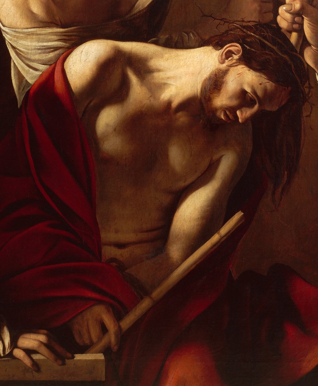 Dikenli Taç (detay), c.1603 (tuval üzerine yağlı boya) by Michelangelo Merisi da Caravaggio