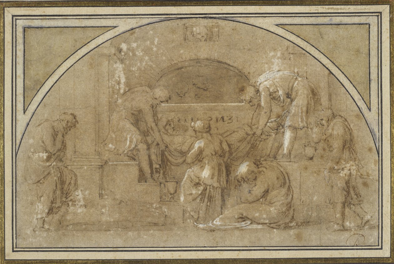 Entombment (kağıt üzerine guaj ile mürekkep ve yıkama) by Michelangelo Merisi da Caravaggio